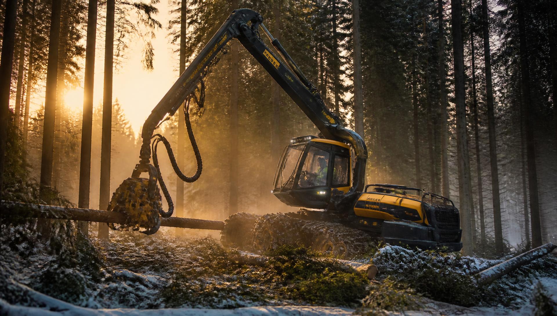Hogstmaskin i arbeid i granskog i Trøndelag